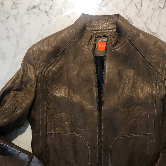 NEW Slim Fit Hugo Boss Lamb Leather Jacket